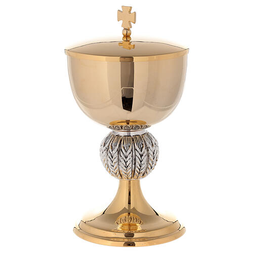 Chalice and ciborium with spikes on the node 24K gold plated brass 4