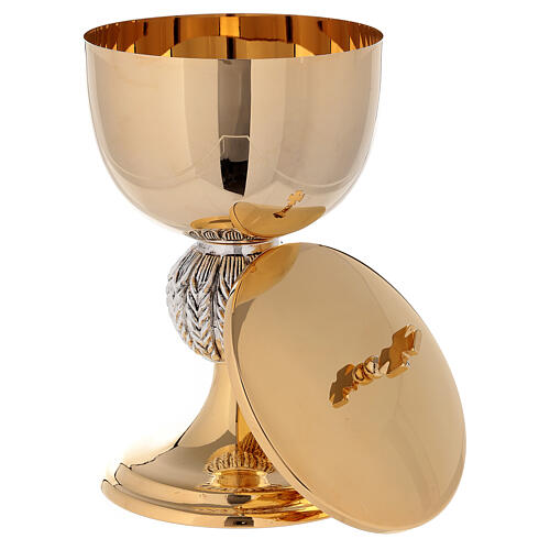 Chalice and ciborium with spikes on the node 24K gold plated brass 5