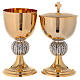 Chalice and ciborium with spikes on the node 24K gold plated brass s1