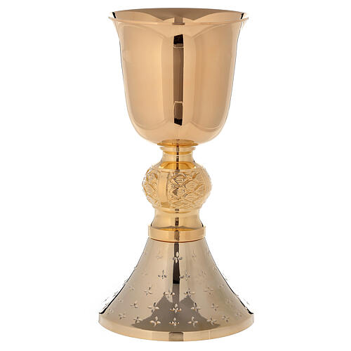 Chalice and ciborium of 24K gold plated brass with diamond finish base 2