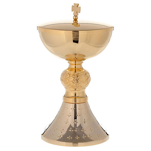 Chalice and ciborium of 24K gold plated brass with diamond finish base 4