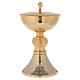 Chalice and ciborium of 24K gold plated brass with diamond finish base s4