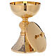 Chalice and ciborium of 24K gold plated brass with diamond finish base s5