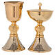 Chalice and ciborium 24-karat gold plated brass with diamond finished base s1