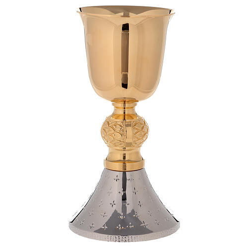 Cáliz y copón latón 24k bicolor con base diamantada 2