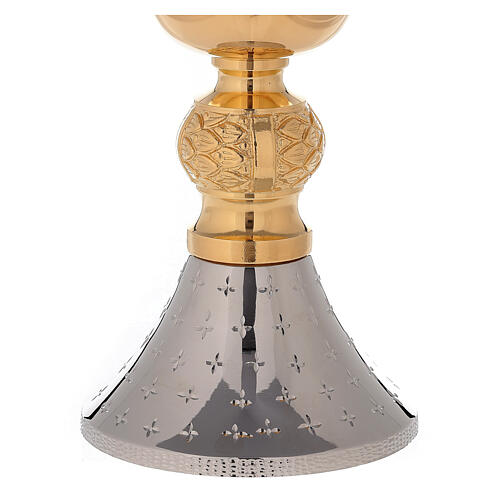 Cáliz y copón latón 24k bicolor con base diamantada 3