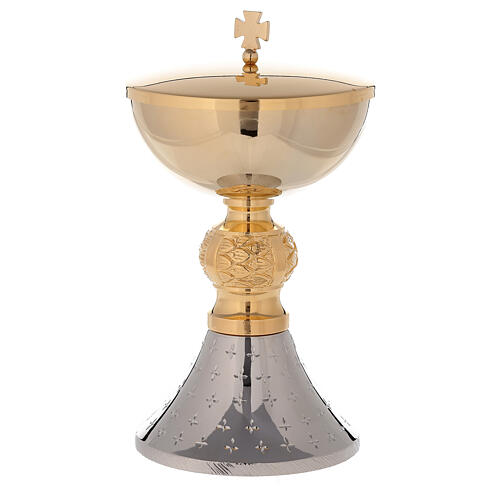 Cáliz y copón latón 24k bicolor con base diamantada 4