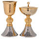 Chalice and ciborium 24-karat bicolored brass with diamond finished base s1