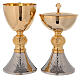Bicolored chalice and ciborium with diamond finished base leaves pattern s1