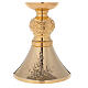 Chalice and ciborium of 24k gold plated brass with leaf pattern on diamond fnish base s3