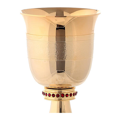 Chalice and ciborium polished 24k gold plated brass with rough strip 4
