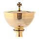Chalice and ciborium polished 24k gold plated brass with rough strip s5