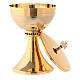 Chalice and ciborium polished 24k gold plated brass with rough strip s7