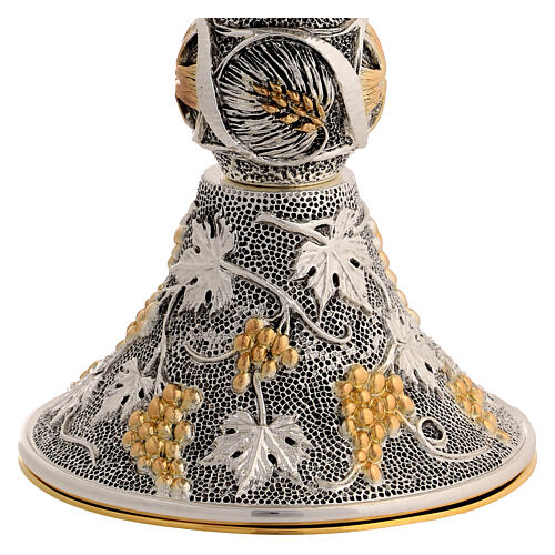 Chalice of 24K gold plated brass with grapes and leaves 4