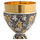 Chalice 24K gilded brass with grape leaves vine s2