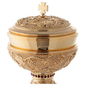 Ciborium of 24K gold plated brass with grapes and leaves