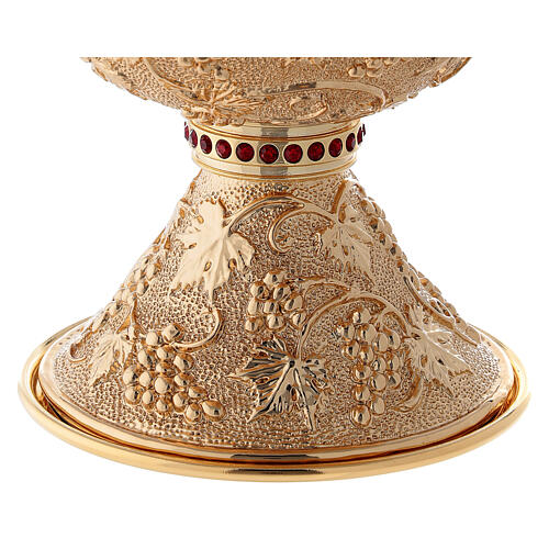 Ciborium of 24K gold plated brass with grapes and leaves 3
