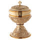 Ciborium of 24K gold plated brass with grapes and leaves s1
