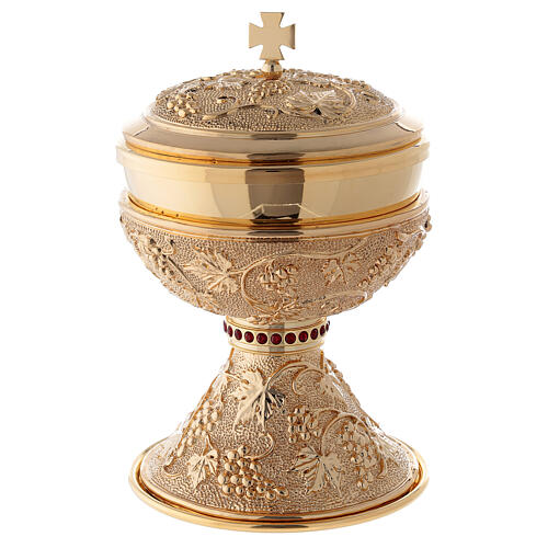 Pisside ottone doratura 24 kt uva foglie vite 1
