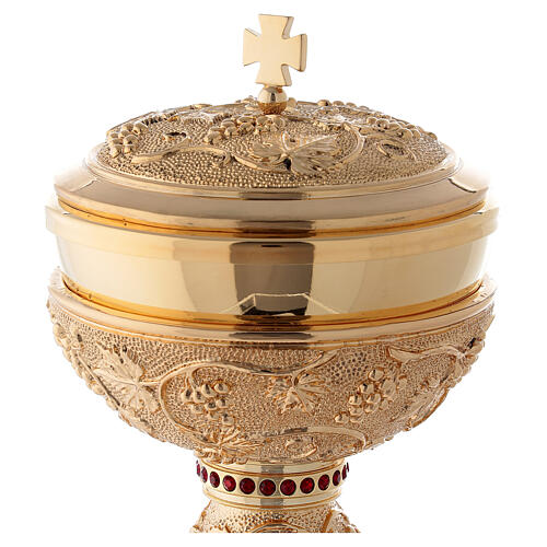 Pisside ottone doratura 24 kt uva foglie vite 2
