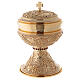 Ciborium 24 kt gold-plated brass grape leaves vine s1