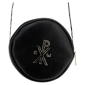 Lederbursa aus schwarzem Echtleder mit XP Verzierung, 12 cm