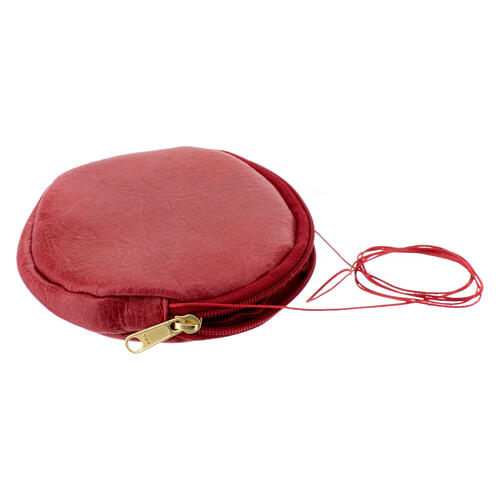 Étui pour patène 12 cm cuir véritable rouge Chi-Rho 3