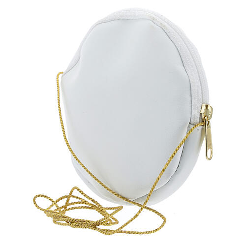 Bolso patena relicario verdadero cuero blanco XP 12 cm 2