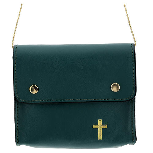 Paten bag 10x12 cm in green leather 1