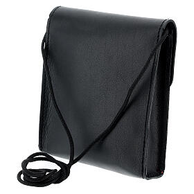 Bolso rectangular para patena 13x12 cm verdadero cuero negro