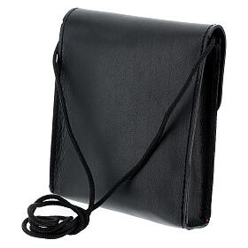 Sac rectangulaire pour patène 13x12 cm cuir véritable noir