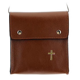 Rectangular paten bag 13x12cm brown leather