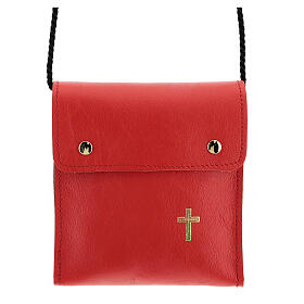 Borsa rettangolare per patena 13x12 cm vera pelle rosso