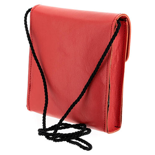 Rectangular paten burse 5x4 1/2 in real red leather 2