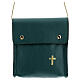 Rectangular paten bag 13x12 cm real green leather s1