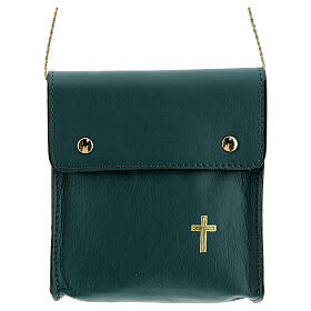 Borsa rettangolare per patena 13x12 cm vera pelle verde