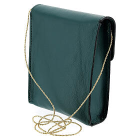 Borsa rettangolare per patena 13x12 cm vera pelle verde