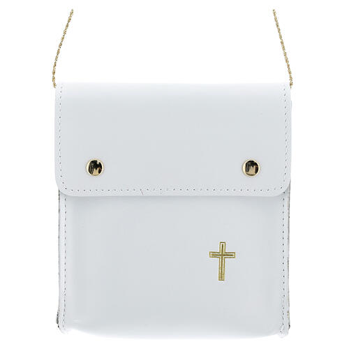 Rectangular paten bag 13x12 cm real white leather 1