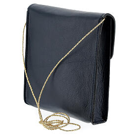 Rectangular paten bag 13x12 cm real blue leather