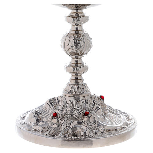 Chalice and ciborium with roses and Baroque node 24k gold plated brass 5