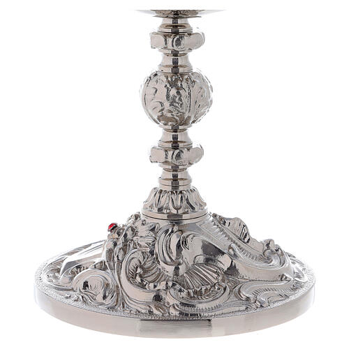 Chalice and ciborium with roses and Baroque node 24k gold plated brass 6