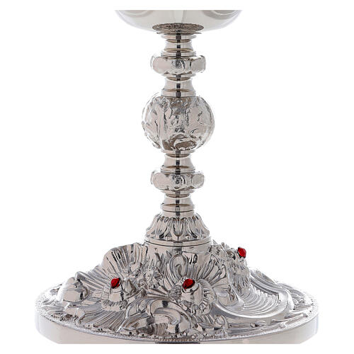 Calice et ciboire avec roses et noeud baroque laiton doré 24K 3