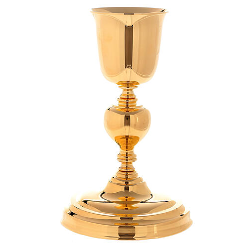 Chalice and ciborium with Lamb of God cross 24K gold plated brass 2