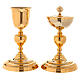 Chalice and ciborium with Lamb of God cross 24K gold plated brass s1