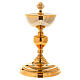 Chalice and ciborium with Lamb of God cross 24K gold plated brass s3