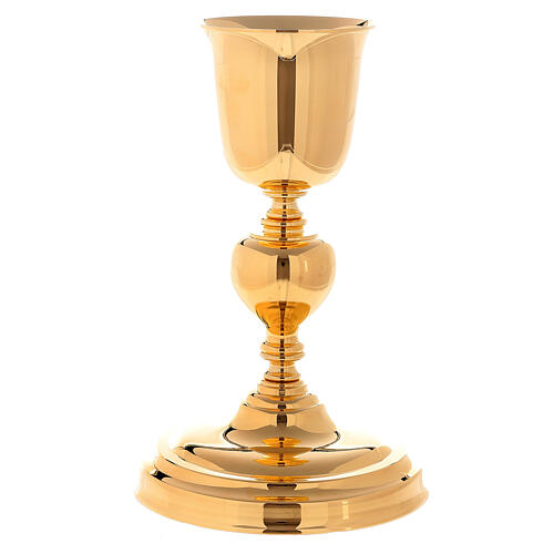 Catholic Chalice and ciborium with Lamb of Peace Cross in 24k gold plated brass 2