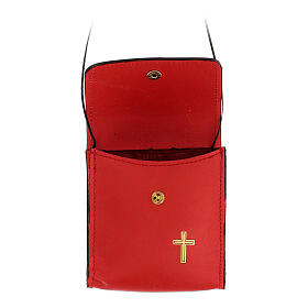 Paten bag real red leather 9x9 cm cross