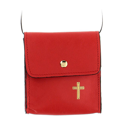 Paten bag real red leather 9x9 cm cross 1