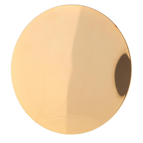 Smooth paten of polished 24K gold plated brass 12 cm 2