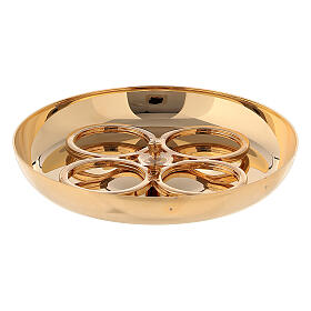 Paten with host holder gold plated brass 8 cm